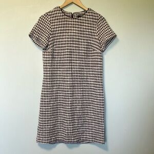 Ann Taylor Classic Brown and White Houndstooth Dress